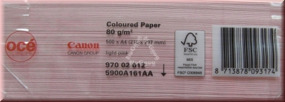 Kopierpapier A4 Canon Coloured océ, hellrosa/pink, 80 g/m², 500 Blatt, Druckerpapier