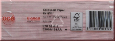 Kopierpapier A4 Canon Coloured océ, hellrosa/pink, 80 g/m², 500 Blatt, Druckerpapier