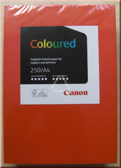 Kopierpapier A4 Canon Coloured, intensiv rot, 160 g/m², 250 Blatt, Druckerpapier