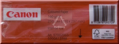 Kopierpapier A4 Canon Coloured, intensiv rot, 160 g/m², 250 Blatt, Druckerpapier