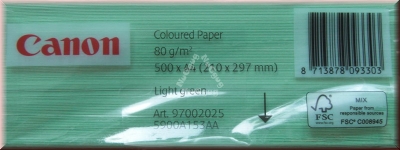 Kopierpapier A4 Canon Coloured, hellgrün, 80 g/m², 500 Blatt, Druckerpapier