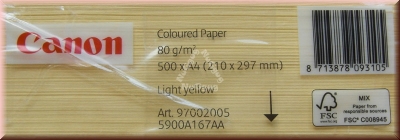 Kopierpapier A4 Canon Coloured, hellgelb, 80 g/m², 500 Blatt, Druckerpapier
