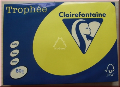 Kopierpapier A3 Clairefontaine Tophée 1887, kanariengelb, 80 g/m², 500 Blatt, Druckerpapier