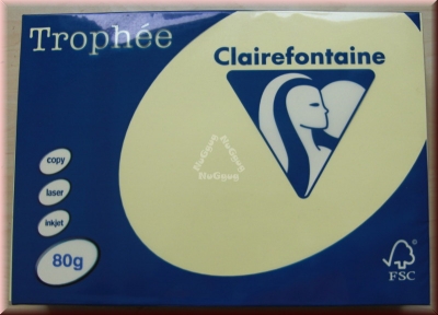 Kopierpapier A4 Clairefontaine Trophée 1977, gelb, 80 g/m², 500 Blatt, Druckerpapier