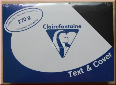 Einbanddeckel A4 ledergeprägt Clairefontaine Text & Cover 2710, schwarz, 270 g/m², 100 Blatt, Deckblätter