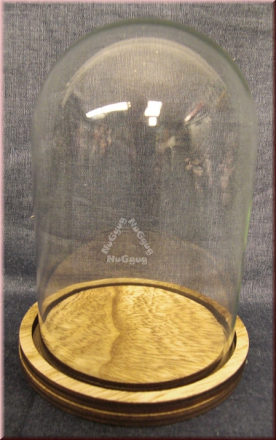 Deko Glasglocke mit Boden, Höhe 12 cm, Durchmesser 8 cm