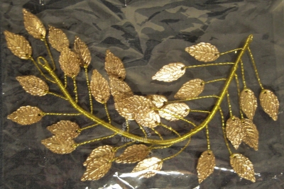 Deko Zweig, Geäst mit Blätter, Metall, gold/kupfer, Wanddeko