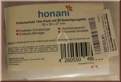 honani Eckenschutz/Kantenschutz für Tischplatten und Schrankecken, 12 Stück, transparent