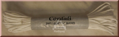 Elastic Kordel weiß, 3 mm, 10 m, Cordali, Maskenband, Rundgummi, Hutgummi