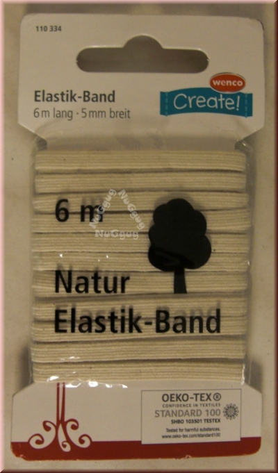 ​​​Elastic Gummilitze natur, 5 mm, 6 m, Elastik-Band von Wenco