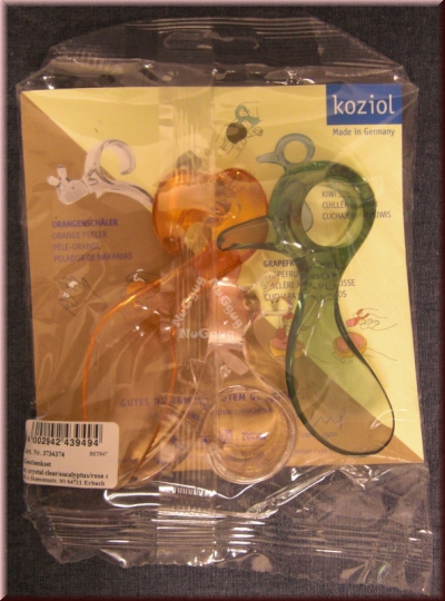 Koziol Fresh Vitamins Set, Kiwilöffel, Orangeschäler, Grapefruitlöffel, transparent