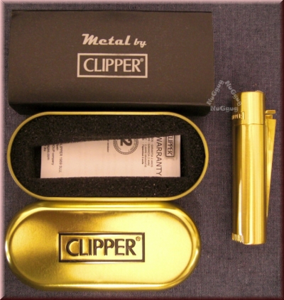 Feuerzeug Clipper, Metall, goldfarben, Sammlerfeuerzeug