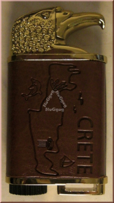 Feuerzeug "CRETE", Adlerkopf, Lederbezug, Sammlerfeuerzeug