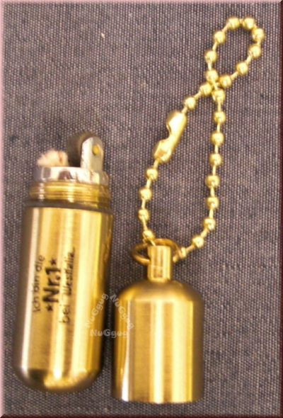 Retro Benzin Feuerzeug mit Schlüsselkette, goldfarben, Sammlerfeuerzeug