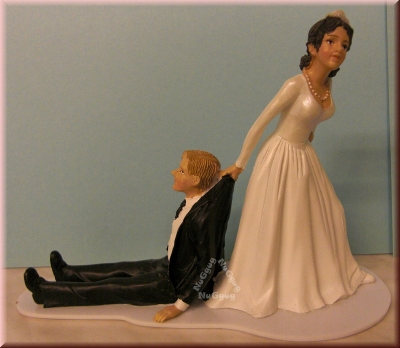 Hochzeitspaar Figur "Du kommst mit!", 155 x 110 x 75 mm, Brautpaar