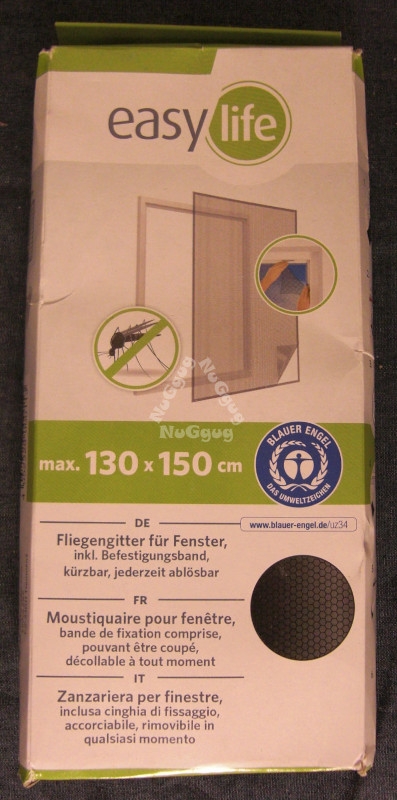 Fliegengitter mit Befestigungsband, 130 x 150 cm, schwarz, waschbar, von easylife