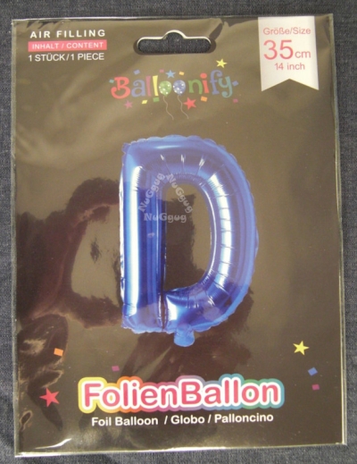 Folienballon Balloonify "D", 35 cm, blau