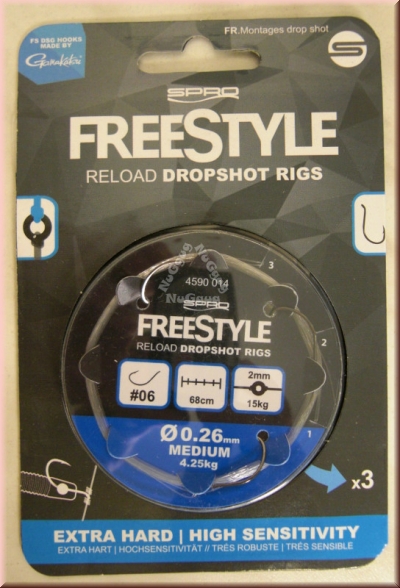 Angelschnur Spro Freestyle Reload Dropshot Rigs, Medium 0,26 mm, 3 Stück