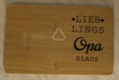 Frühstücksbrett "Lieblings Opa Klaus", Bambus, Holz, 220 x 140 x 7 mm, Bambou, Schneidebrett, Servierbrett, Küchenbrett