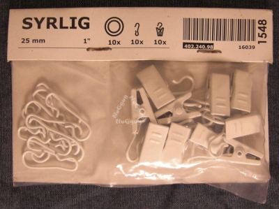 SYRLIG Klammern und Haken für Gardinenringe 25 mm, 10 Stück, von Ikea