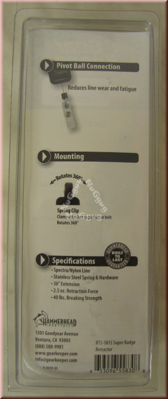 Gear Keeper RTS-5813 Super Badge Retractor, automatischer Aufroller Schlüsselanhänger