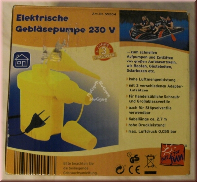Elektrische Gebläsepumpe 230 V, gelb, Luftpumpe, Elektropumpe