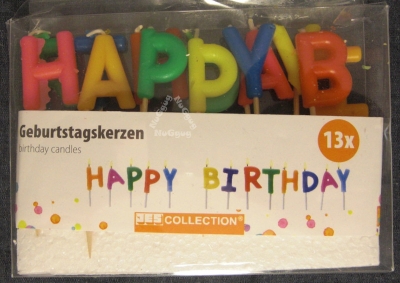 Geburtstagskerzen "Happy Birthday" Buchstaben, Kuchenkerzen