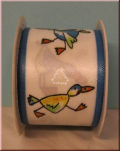 Geschenkband "Enten", 40mm x 2 m, Ribbon, Dekoband, Schleifenband