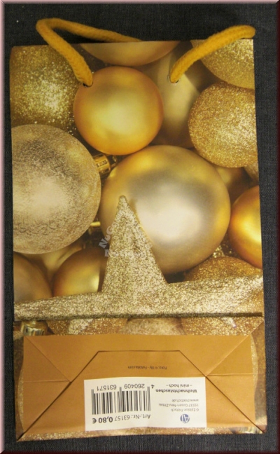 Geschenktasche Weihnachten "Goldkugeln", 18 x 11 x 5 cm