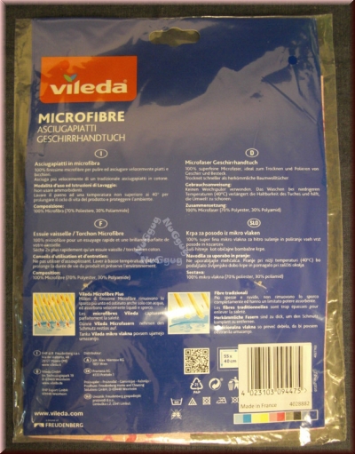 Geschirrhandtuch Microfibre, von Vileda, 55 x 40 cm, Microfaser Geschirrtuch, Küchenhandtuch