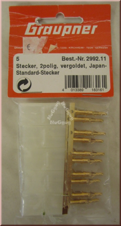 Stecker, 2polig, vergoldet, 5 Stück, Japan-Standard-Stecker von Graupner