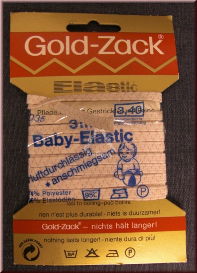 Gold-Zack Baby-​Elastic, Gummilitze, 5 mm, 3 m, Artikelnummer 1035