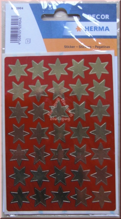 Weihnachtaufkleber Sterne 16 mm, gold, Herma 3904, 3 Bogen