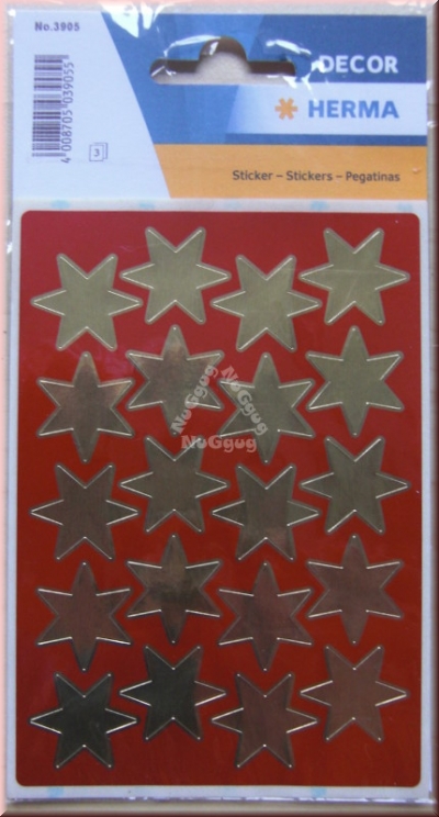 Weihnachtaufkleber Sterne 21 mm, gold, Herma 3905, 3 Bogen