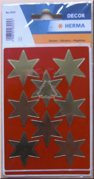 Weihnachtaufkleber Sterne 33 mm, gold, Herma 3925, 3 Bogen