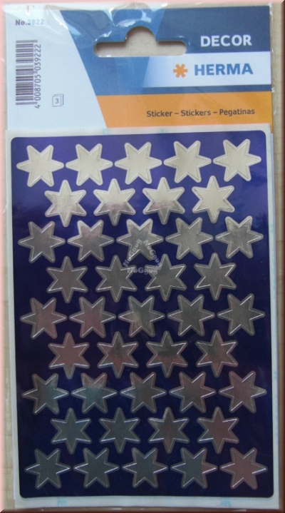 Weihnachtaufkleber Sterne 8 mm, silber, Herma 3922, 3 Bogen