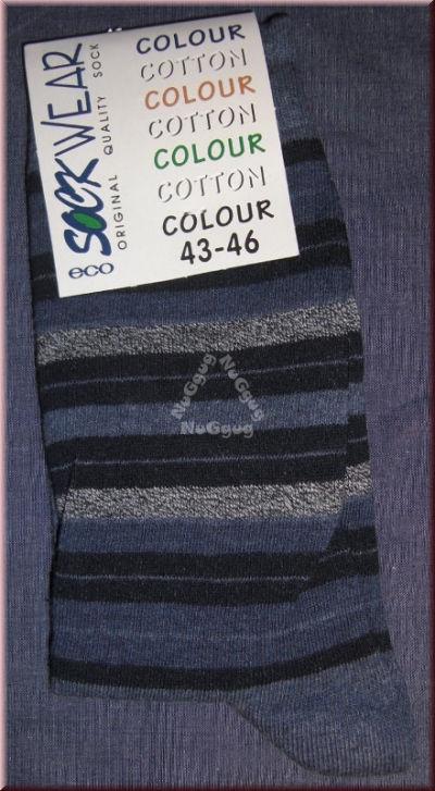 Socken eco sock wear, blau/schwarz gestreift, Größe 43-46