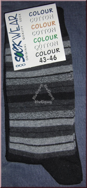 Socken eco sock wear, schwarz/grau gestreift, Größe 43-46