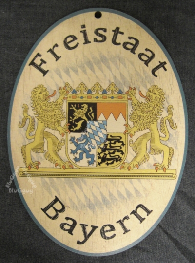 Holzschild "Freistaat Bayern" im Antik-Design, 180 x 130 mm