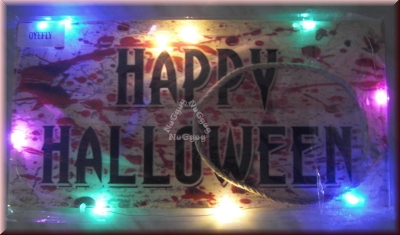 OYEFLY Holzschild "Happy Halloween" mit bunter LED-Beleuchtung, 30 x 15 cm
