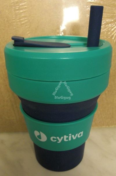 Kaffeebecher "cytiva", Silikon, faltbar, Grün/Blau, 470 ml, Kaffeepot, Kaffeetasse