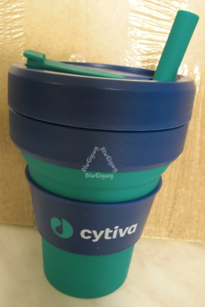 Kaffeebecher "cytiva", Silikon, faltbar, Blau/Grün, 470 ml, Kaffeepot, Kaffeetasse