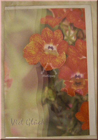 Glückwunschkarte Blumen "Viel Glück" mit Umschlag