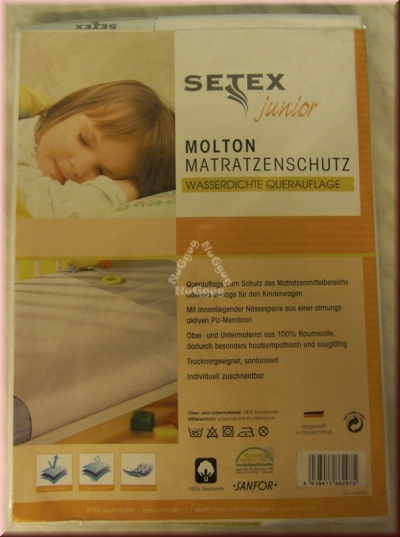 Setex junior Molton Matratzenschutz, wasserdichte Querauflage, 50 x 90 cm