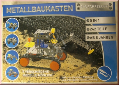 Metallbaukasten Baufahrzeuge, 5 in 1, 242 Teile