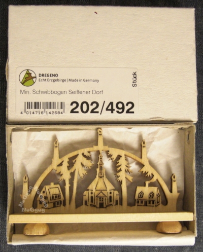 Miniatur Schibbogen "Seiffener Dorf", Holz, 75 x 45 mm
