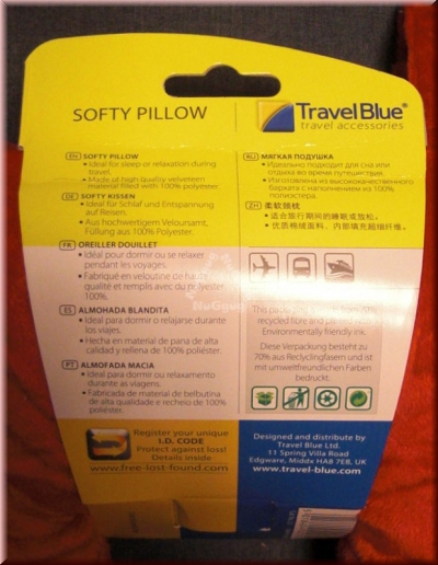 Nackenkissen Softy Pillow, rot, Nackenhörnchen mit Memory-Schaum, von Travel Blue