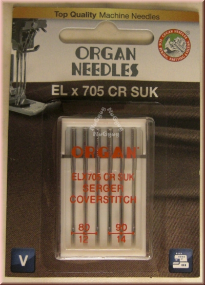 Nähmaschinennadeln EL x 705 CR SUK 80 - 90, Serger Coverstitch, von Organ