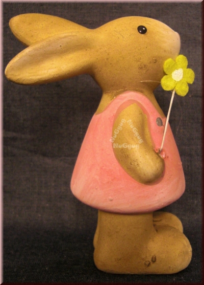 Deko Figur Osterhäsin mit Blume, Osterhase