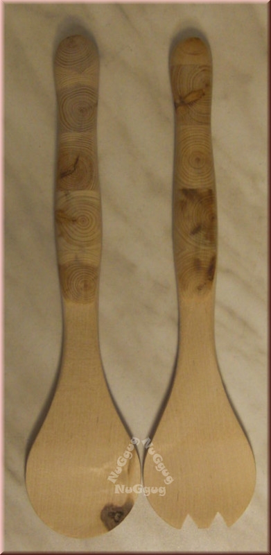 Salatbesteck Holz, 25 cm, Hirnholz-Muster